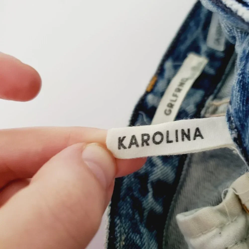Grlfrnd Jeans Karolina Mom  High Rise Distressed Rigid Denim Blue 26 - Picture 10 of 14